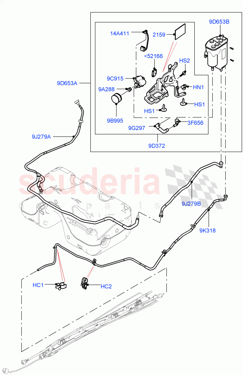 Fuel Lines(Rear)(2.0L I4 Mid DOHC AJ200 Petrol,Changsu (China),Fuel Tank Filler Neck - DMTL)((V)FROMHG161788) of Land Rover Land Rover Range Rover Evoque (2012-2018) [2.0 Turbo Petrol AJ200P]