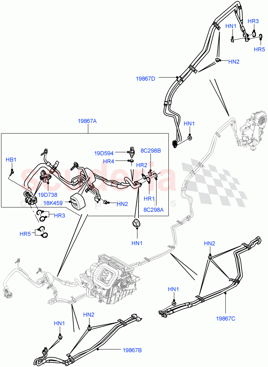 Air Conditioning System(Halewood (UK),Climate Control - Chiller Unit,Air Con Refrigerant-HF01234YF)((V)TOKH999999) of Land Rover Land Rover Discovery Sport (2015+) [2.0 Turbo Diesel AJ21D4]