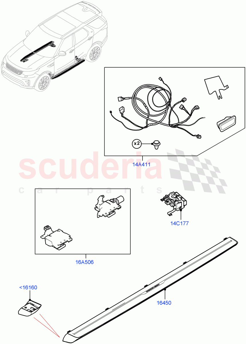 Side Steps And Tubes(Power Deployable, Solihull Plant Build)((V)FROMJA000001) of Land Rover Land Rover Discovery 5 (2017+) [3.0 Diesel 24V DOHC TC]