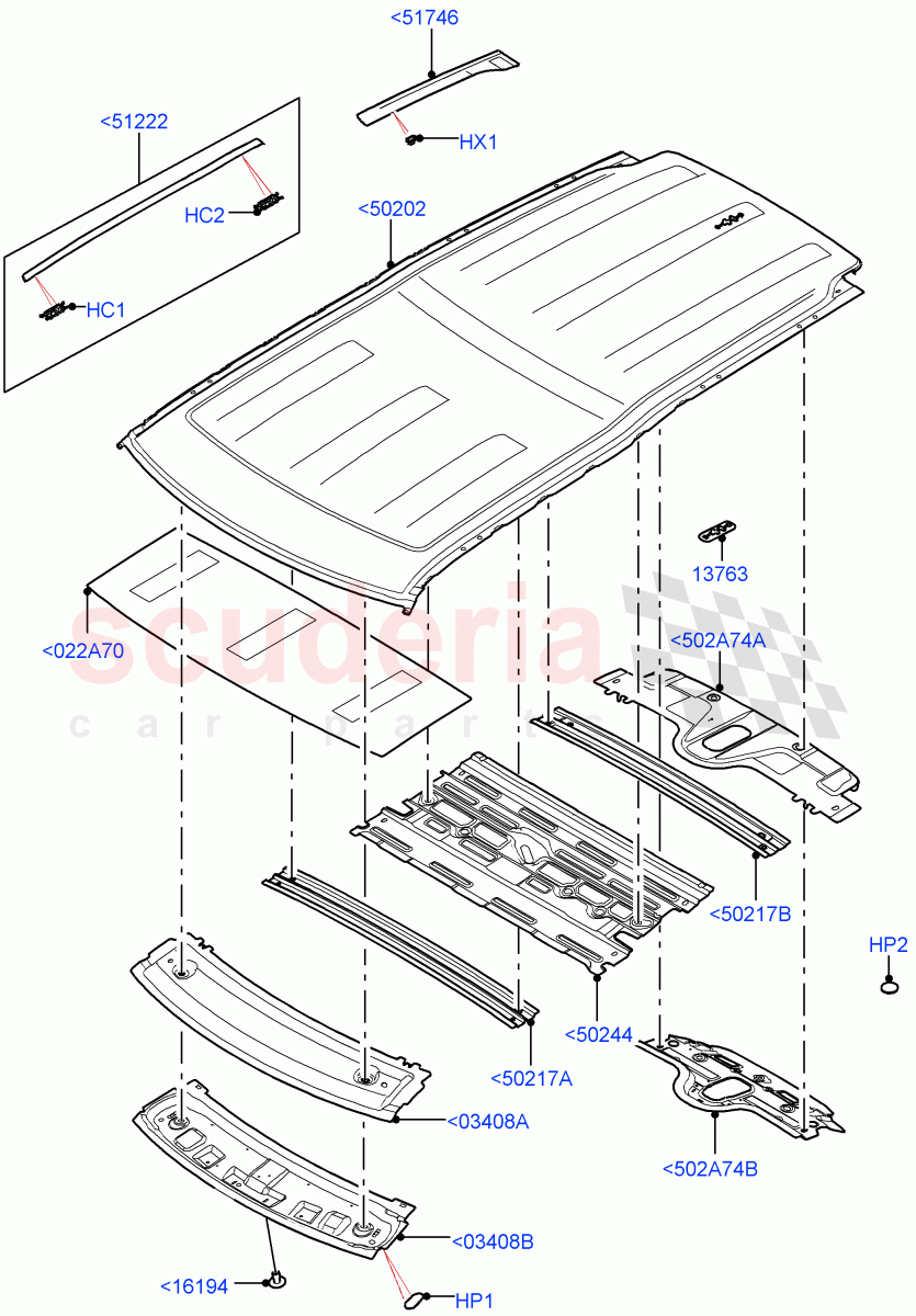 Roof - Sheet Metal(Nitra Plant Build)(Less Panorama Roof)((V)FROMK2000001) of Land Rover Land Rover Discovery 5 (2017+) [3.0 Diesel 24V DOHC TC]