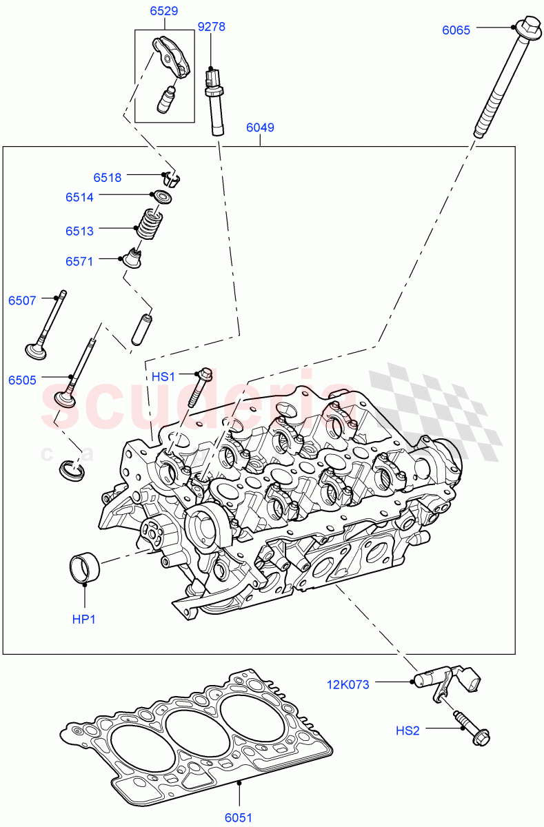 Cylinder Head (3.0L 24V DOHC V6 TC Diesel, 3.0L 24V V6 Turbo Diesel Std Flow, 3.0 V6 Diesel Electric Hybrid Eng) ((V) FROMAA000001) of Land Rover Land Rover Range Rover Sport (2014+) [3.0 Diesel 24V DOHC TC]