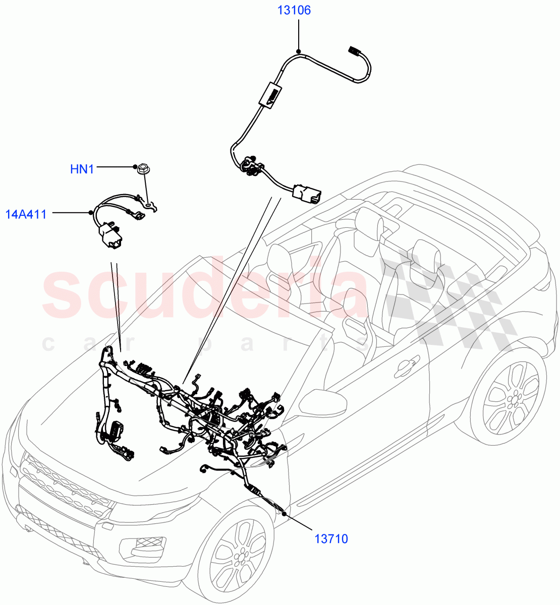 Electrical Wiring - Engine And Dash (Facia) (2 Door Convertible, Halewood (UK)) ((V) FROMGH000001) of Land Rover Land Rover Range Rover Evoque (2012-2018) [2.0 Turbo Petrol AJ200P]