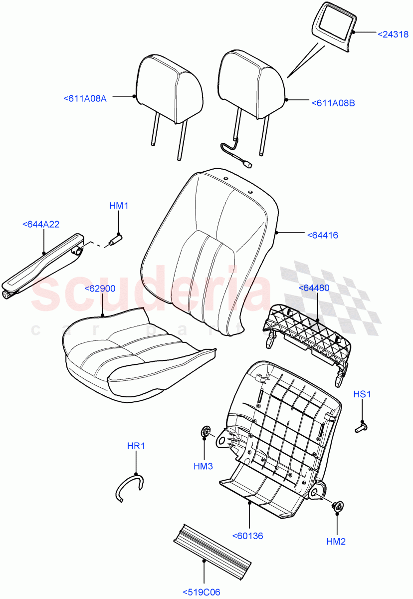 Front Seat Covers(Standard Leather Blenheim)((V)FROMAA000001) of Land Rover Land Rover Range Rover (2010-2012) [5.0 OHC SGDI SC V8 Petrol]