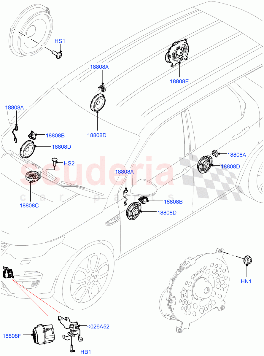 Speakers(Halewood (UK),Low Line Audio System - 400W) of Land Rover Land Rover Discovery Sport (2015+) [2.0 Turbo Diesel AJ21D4]