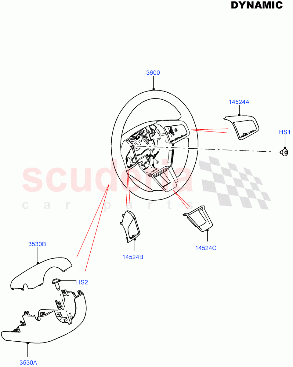 Steering Wheel(Dynamic Pack)(Halewood (UK),Sport/Leather Steering Wheel)((V)FROMGH000001) of Land Rover Land Rover Discovery Sport (2015+) [2.0 Turbo Diesel]