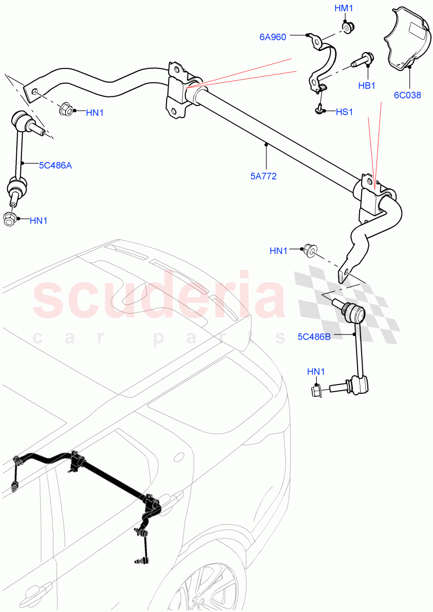 Rear Cross Member & Stabilizer Bar(Nitra Plant Build, Conventional Stabilizer Bar)((V)FROMM2000001) of Land Rover Land Rover Discovery 5 (2017+) [2.0 Turbo Diesel]