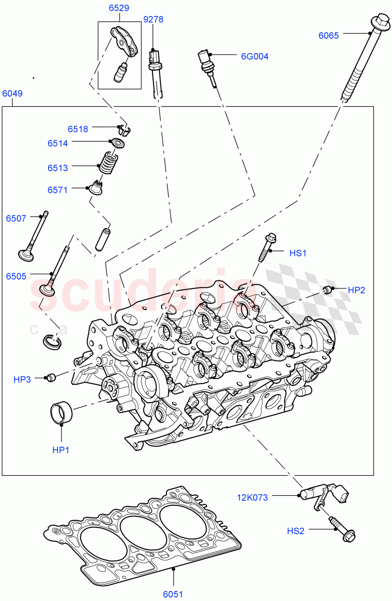 Cylinder Head(Solihull Plant Build)(3.0 V6 D Gen2 Twin Turbo,3.0 V6 D Gen2 Mono Turbo,3.0 V6 D Low MT ROW)((V)FROMFA000001) of Land Rover Land Rover Range Rover Velar (2017+) [3.0 Diesel 24V DOHC TC]