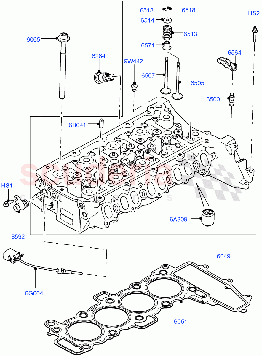 Cylinder Head (Solihull Plant Build) (2.0L I4 DSL MID DOHC AJ200, 2.0L I4 DSL HIGH DOHC AJ200) ((V) FROMHA000001) of Land Rover Land Rover Discovery 5 (2017+) [2.0 Turbo Diesel]