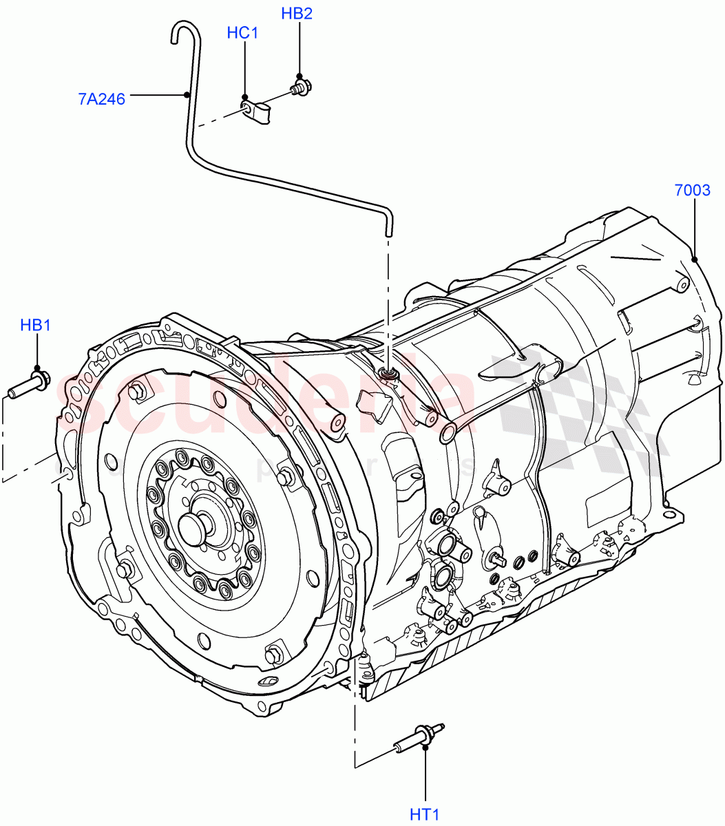 Auto Trans Assy & Speedometer Drive (3.0L DOHC GDI SC V6 PETROL, 8 Speed Auto Trans ZF 8HP70 4WD, 5.0L OHC SGDI SC V8 Petrol - AJ133, 5.0L OHC SGDI NA V8 Petrol - AJ133, 5.0 Petrol AJ133 DOHC CDA, 5.0L P AJ133 DOHC CDA S/C Enhanced) ((V) FROMCA000001) of Land Rover Land Rover Range Rover (2012-2021) [5.0 OHC SGDI NA V8 Petrol]