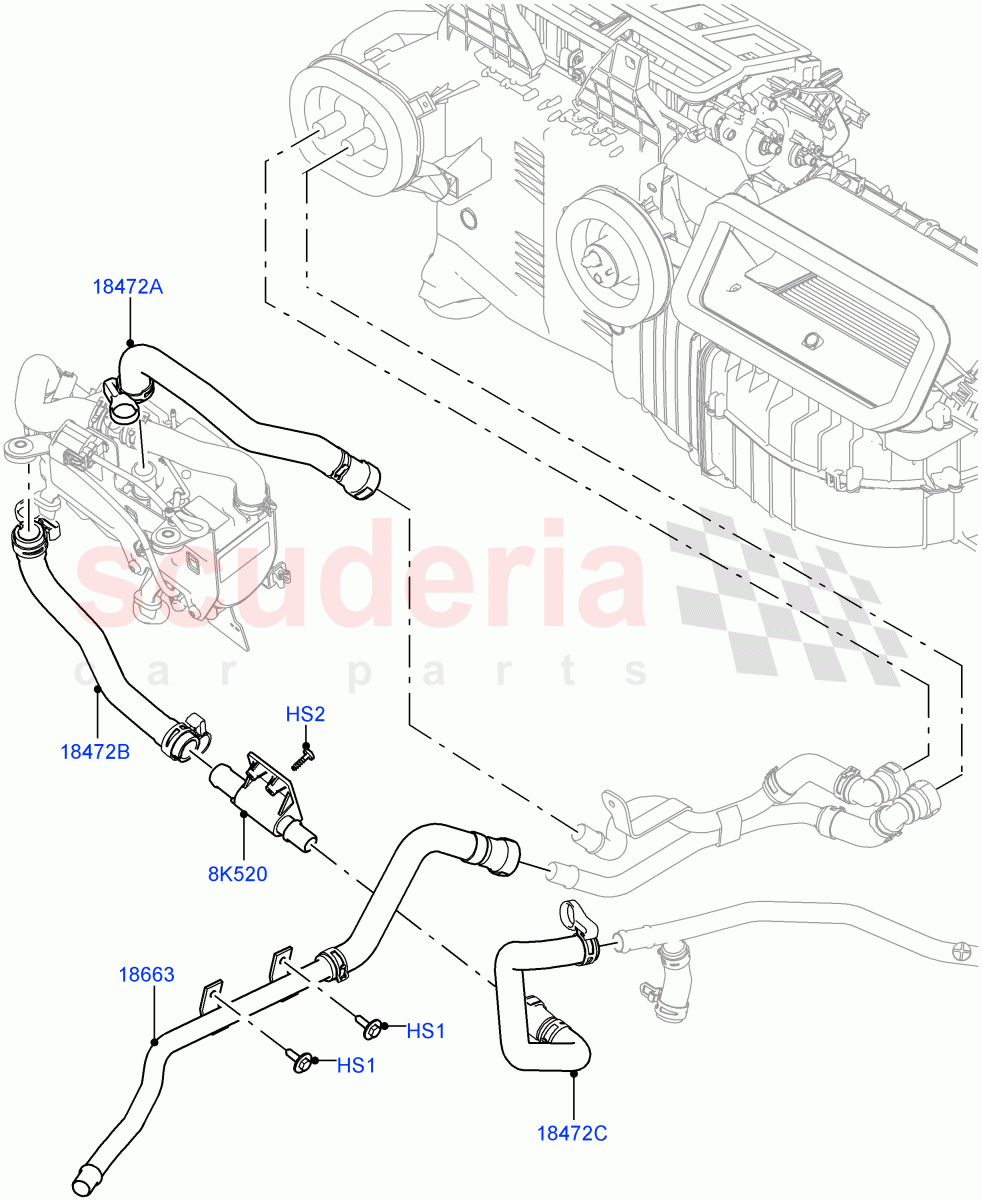Heater Hoses (Front) (3.0 V6 Diesel, With Fuel Fired Heater) ((V) TOHA999999) of Land Rover Land Rover Range Rover (2012-2021) [3.0 I6 Turbo Petrol AJ20P6]