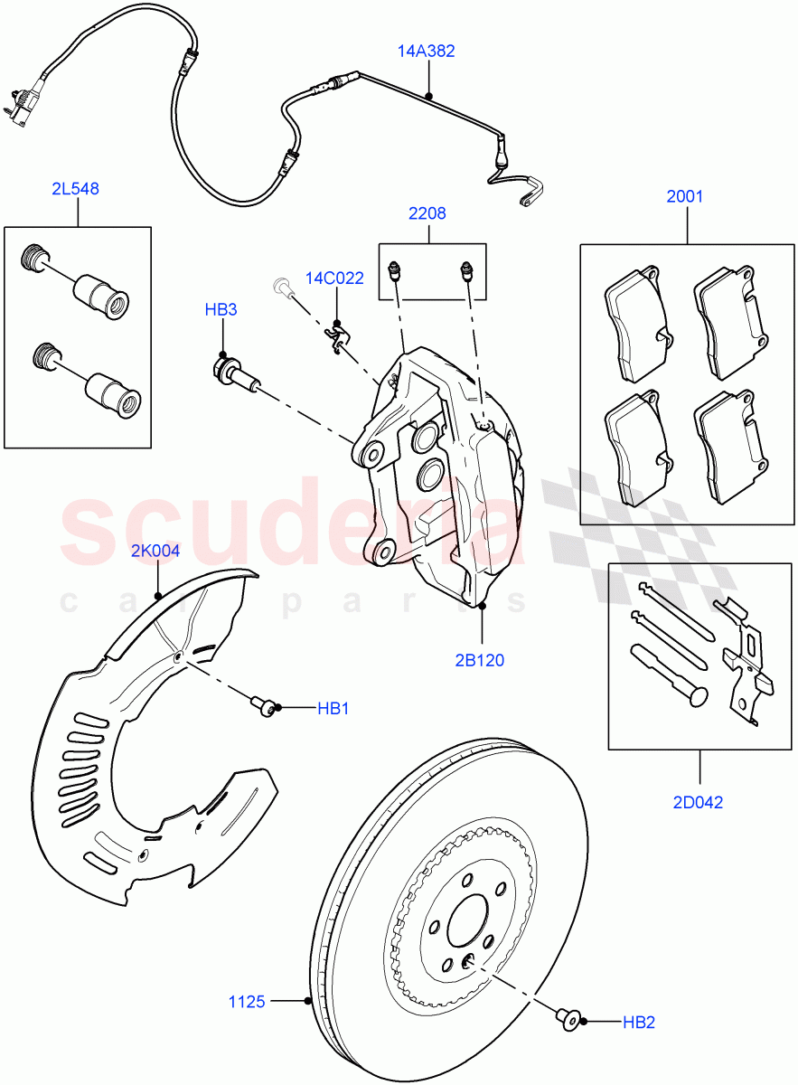 Front Brake Discs And Calipers (5.0L P AJ133 DOHC CDA S/C Enhanced, Limited Package) ((V) FROMKA000001) of Land Rover Land Rover Range Rover Velar (2017+) [3.0 DOHC GDI SC V6 Petrol]