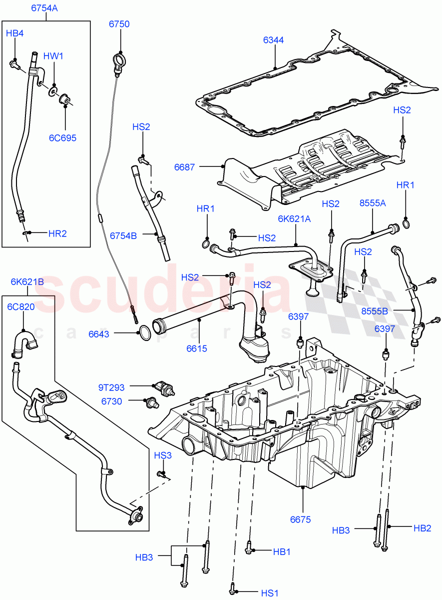 Oil Pan/Oil Level Indicator(3.6L V8 32V DOHC EFi Diesel Lion)((V)FROMAA000001) of Land Rover Land Rover Range Rover Sport (2010-2013) [3.6 V8 32V DOHC EFI Diesel]