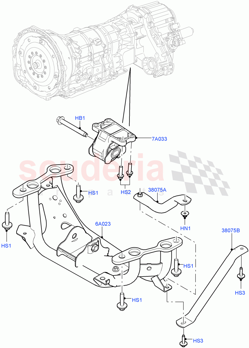 Transmission Mounting (4.4L DOHC DITC V8 Diesel) ((V) FROMJA000001) of Land Rover Land Rover Range Rover Sport (2014+) [5.0 OHC SGDI SC V8 Petrol]