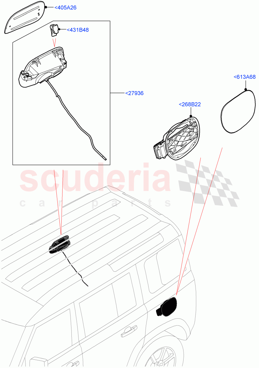 Fuel Tank Filler Door And Controls of Land Rover Land Rover Defender (2020+) [5.0 OHC SGDI SC V8 Petrol]