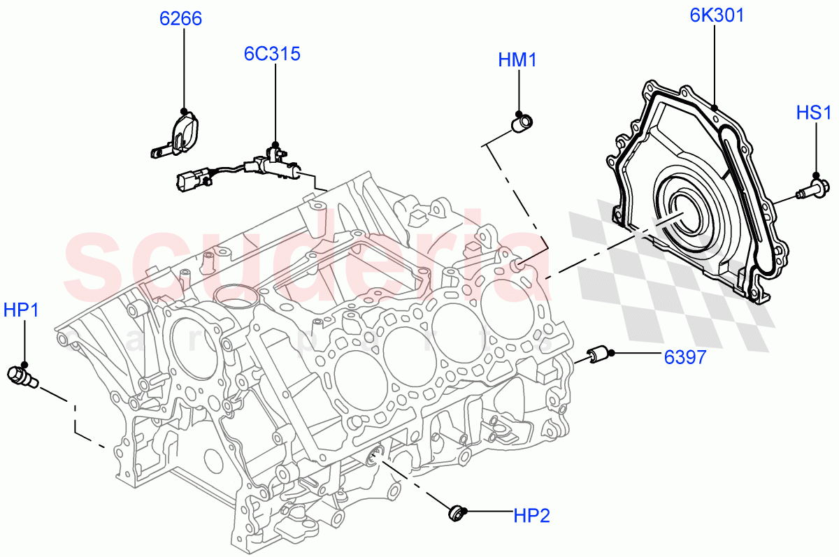 Cylinder Block And Plugs (4.4L DOHC DITC V8 Diesel) ((V) FROMBA000001) of Land Rover Land Rover Range Rover (2010-2012) [4.4 DOHC Diesel V8 DITC]