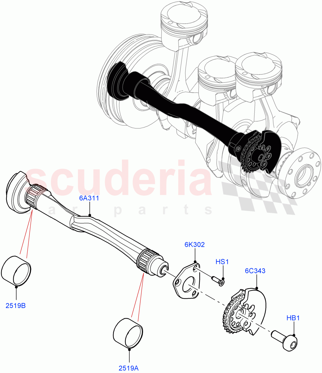 Balance Shafts And Drive(1.5L AJ20P3 Petrol High PHEV,Changsu (China),1.5L AJ20P3 Petrol High) of Land Rover Land Rover Range Rover Evoque (2019+) [1.5 I3 Turbo Petrol AJ20P3]