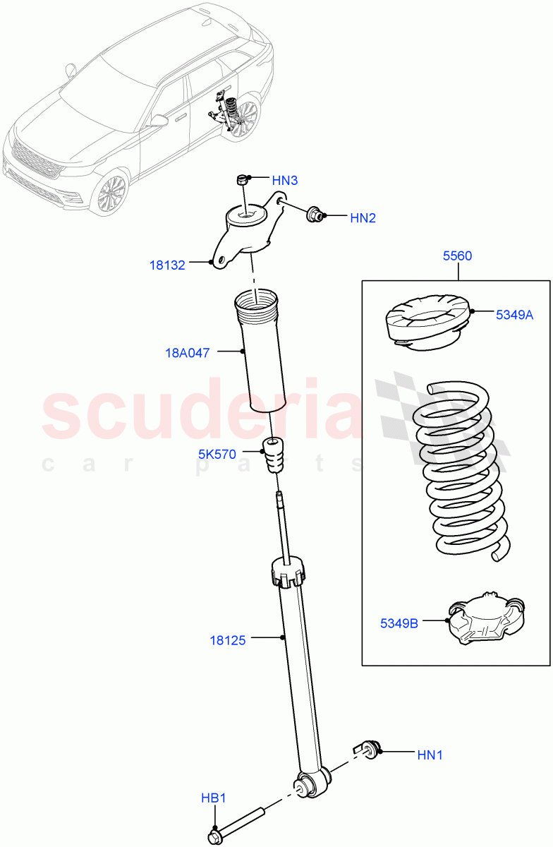 Rear Springs And Shock Absorbers(With Standard Duty Coil Spring Susp)((V)TOLA999999) of Land Rover Land Rover Range Rover Velar (2017+) [3.0 I6 Turbo Petrol AJ20P6]