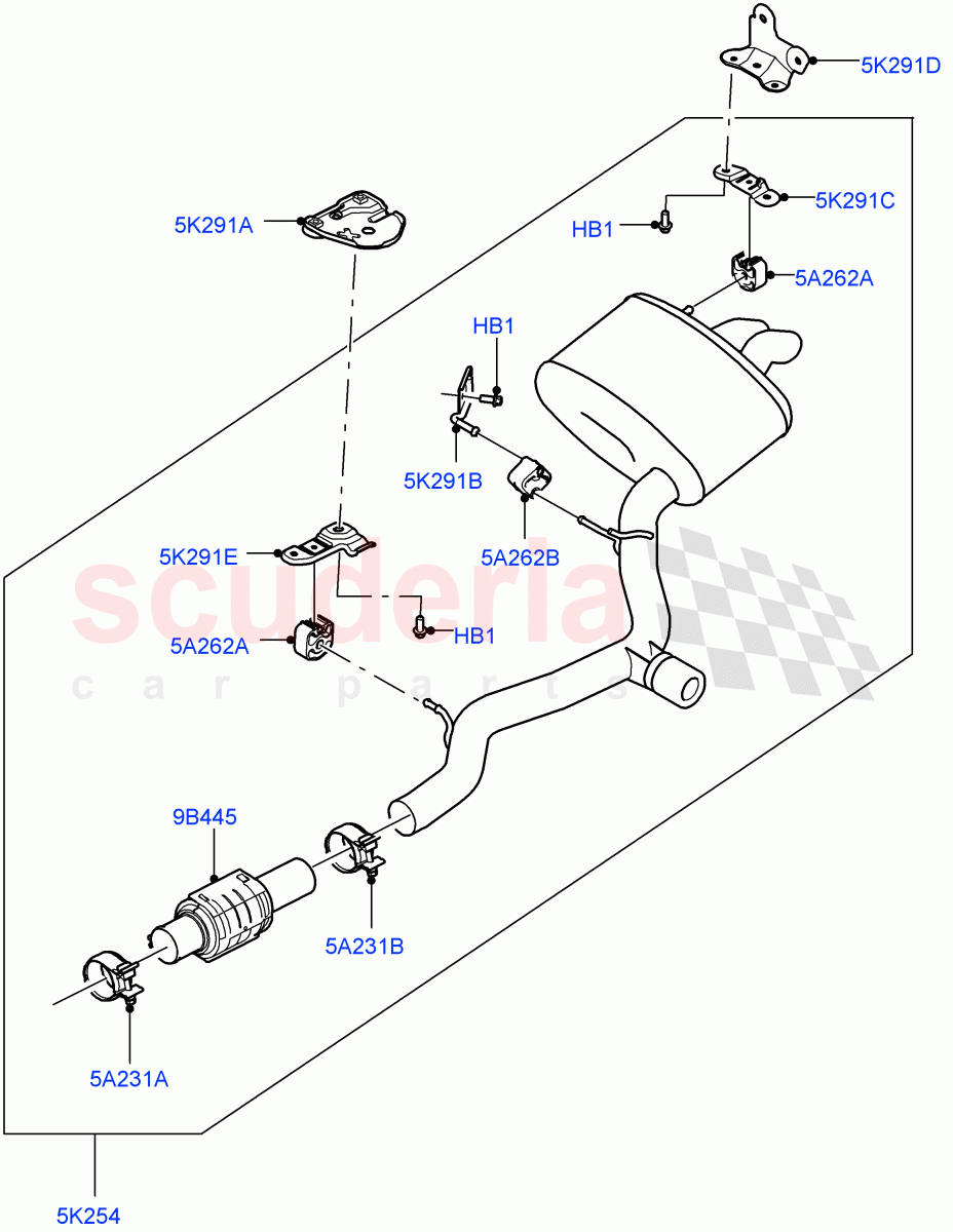 Rear Exhaust System(2.0L I4 DSL HIGH DOHC AJ200)((V)FROMHA000001) of Land Rover Land Rover Range Rover Sport (2014+) [2.0 Turbo Diesel]