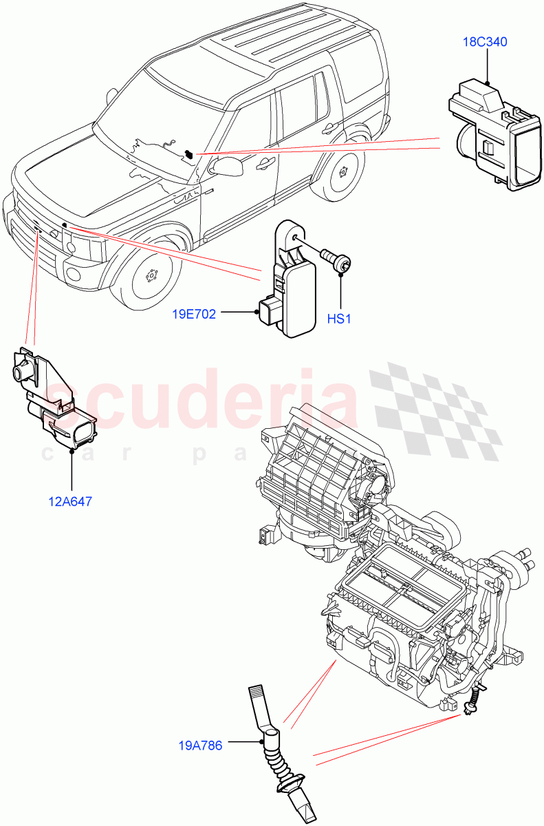 Heater/Air Cond.External Components ((V) FROMAA000001) of Land Rover Land Rover Discovery 4 (2010-2016) [2.7 Diesel V6]