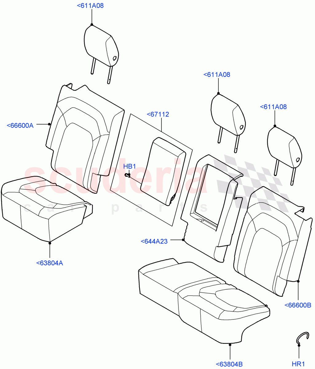 Rear Seat Covers(PVU Perforated,60/40 Load Through With Slide)((V)FROMP2000001) of Land Rover Land Rover Defender (2020+) [5.0 OHC SGDI SC V8 Petrol]