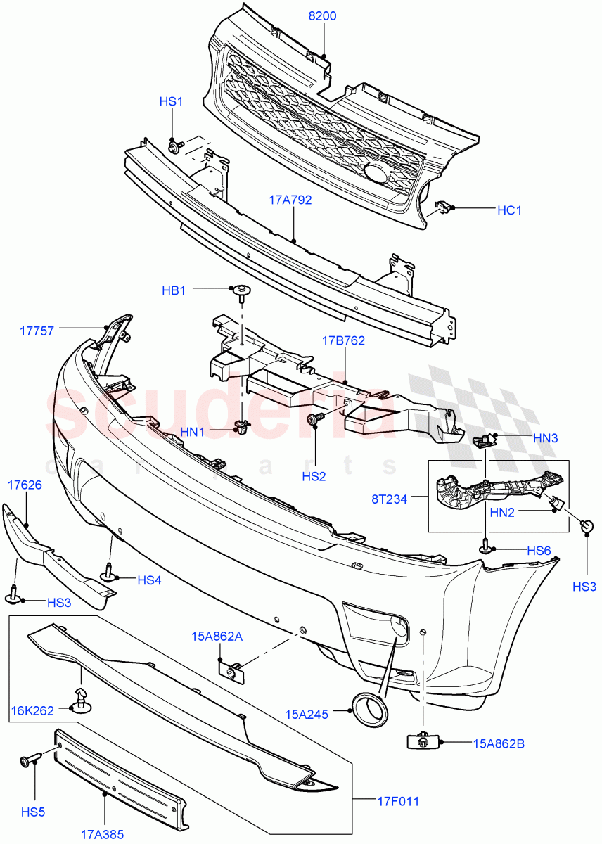 Radiator Grille And Front Bumper((V)FROMAA000001) of Land Rover Land Rover Range Rover Sport (2010-2013) [5.0 OHC SGDI NA V8 Petrol]