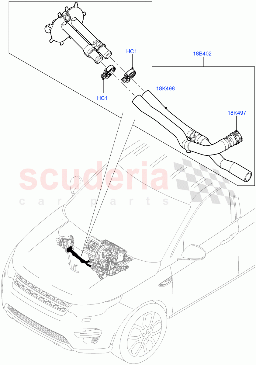 Auxiliary Heater Hoses(Changsu (China),Fuel Heater W/Pk Heat Less Remote,Fuel Fired Heater With Park Heat,With Fuel Fired Heater)((V)FROMFG000001) of Land Rover Land Rover Discovery Sport (2015+) [2.0 Turbo Diesel AJ21D4]