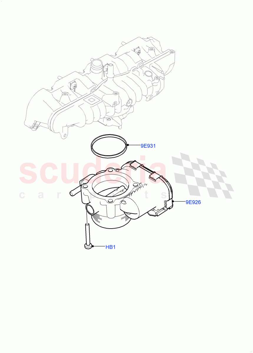 Throttle Housing (Solihull Plant Build) (2.0L AJ200P Hi PHEV, 2.0L I4 High DOHC AJ200 Petrol, 2.0L I4 Mid DOHC AJ200 Petrol) ((V) FROMHA000001) of Land Rover Land Rover Range Rover Velar (2017+) [2.0 Turbo Petrol AJ200P]