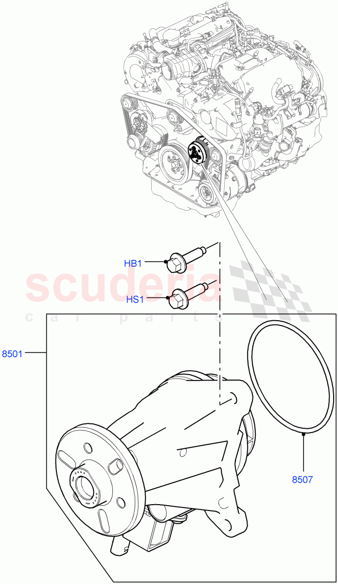 Water Pump (Solihull Plant Build, Main Unit) (3.0 V6 D Gen2 Twin Turbo, 3.0 V6 D Gen2 Mono Turbo, 3.0 V6 D Low MT ROW) ((V) FROMFA000001) of Land Rover Land Rover Range Rover Sport (2014+) [3.0 Diesel 24V DOHC TC]