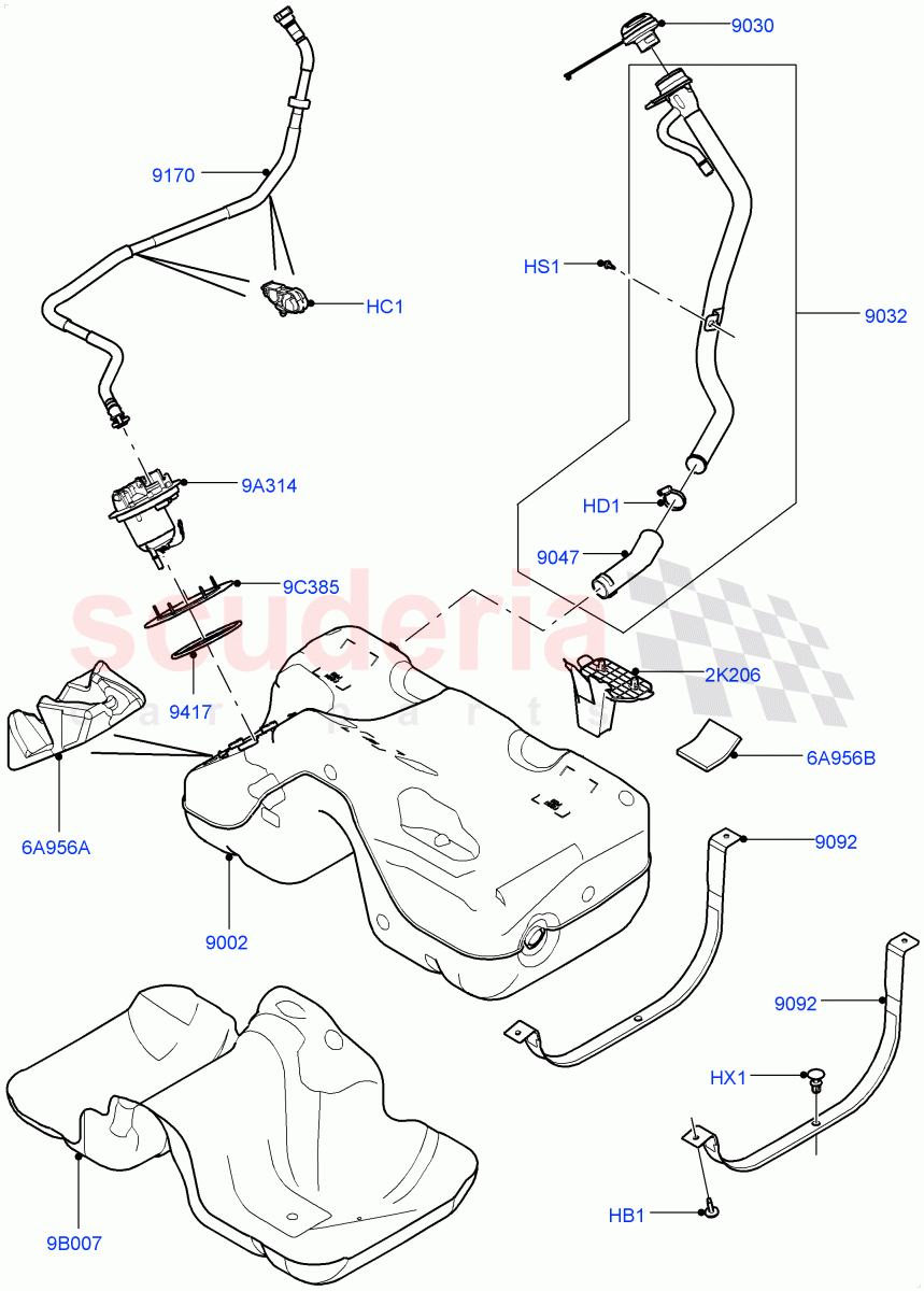Fuel Tank & Related Parts (2.0L 16V TIVCT T/C 240PS Petrol, Itatiaia (Brazil)) ((V) FROMGT000001) of Land Rover Land Rover Range Rover Evoque (2012-2018) [2.0 Turbo Petrol GTDI]