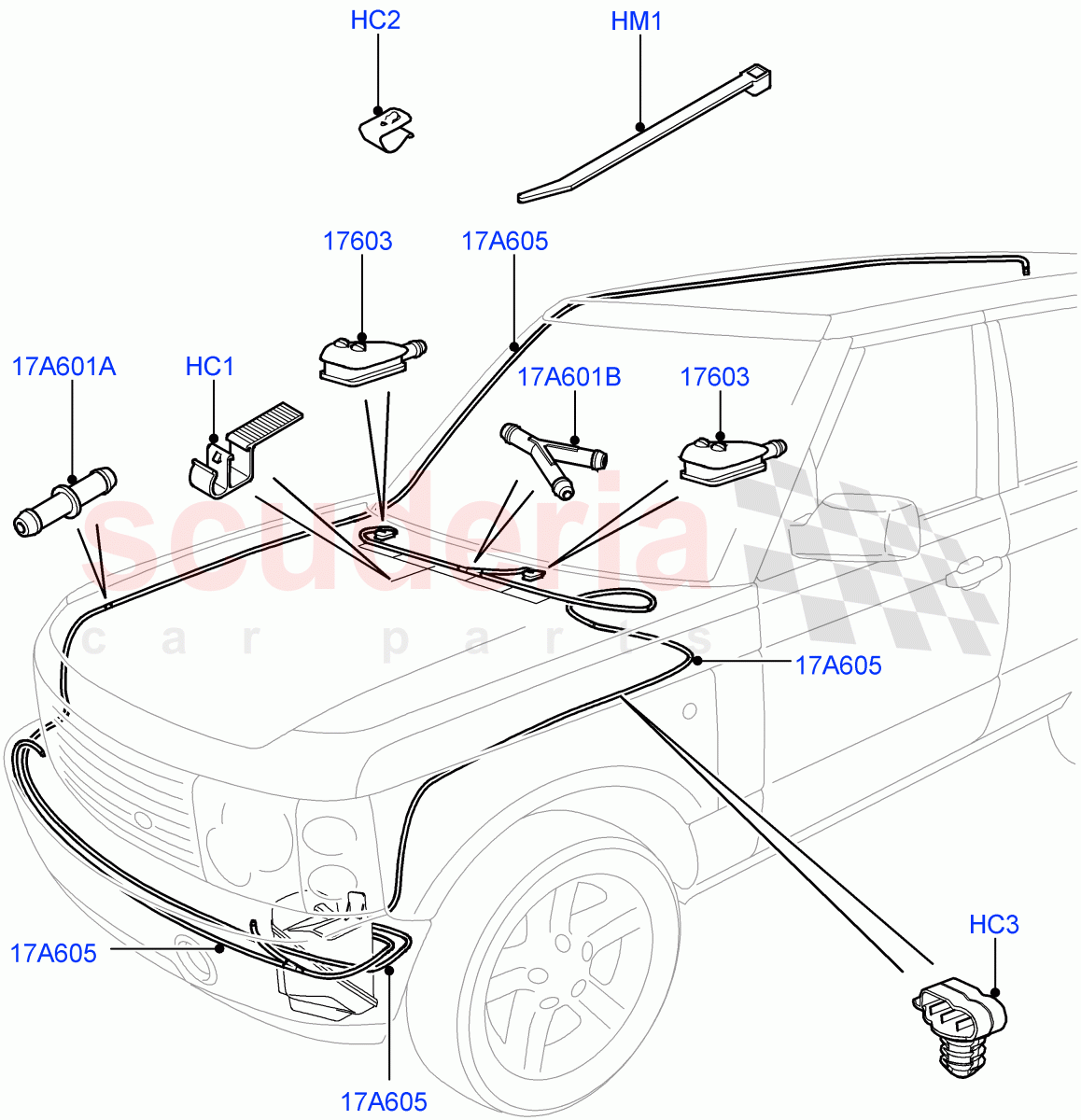 Windscreen Washer (Hose Assy) ((V) FROMAA000001) of Land Rover Land Rover Range Rover (2010-2012) [5.0 OHC SGDI SC V8 Petrol]