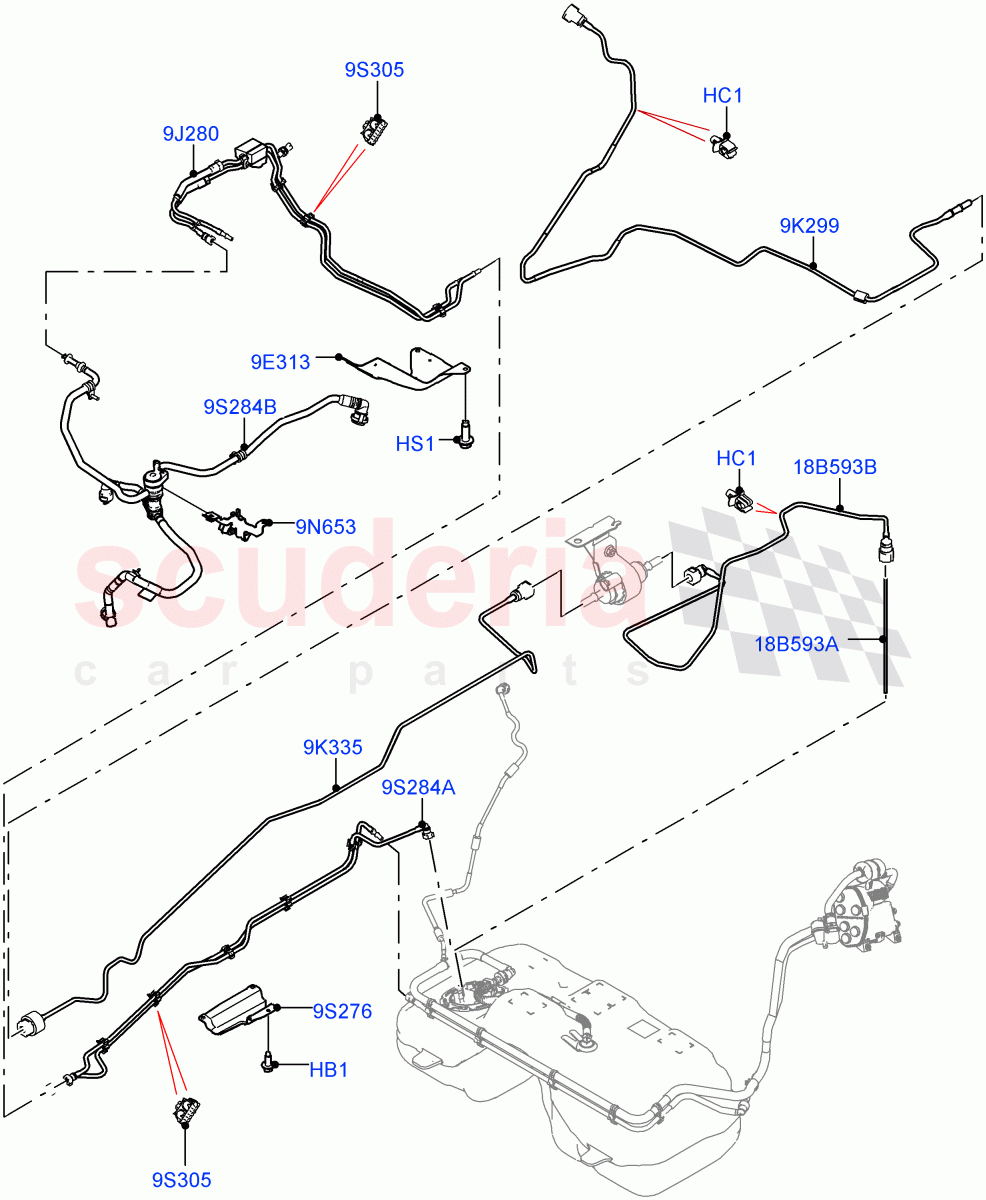 Fuel Lines (2.0L AJ20P4 Petrol Mid PTA, Changsu (China)) ((V) TOMG575835) of Land Rover Land Rover Range Rover Evoque (2019+) [2.0 Turbo Petrol AJ200P]