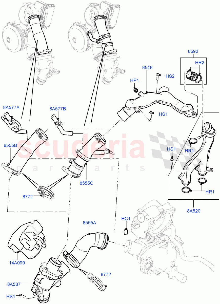 Thermostat/Housing & Related Parts(3.0L DOHC GDI SC V6 PETROL)((V)FROMEA000001,(V)TOFA999999) of Land Rover Land Rover Range Rover Sport (2014+) [3.0 DOHC GDI SC V6 Petrol]