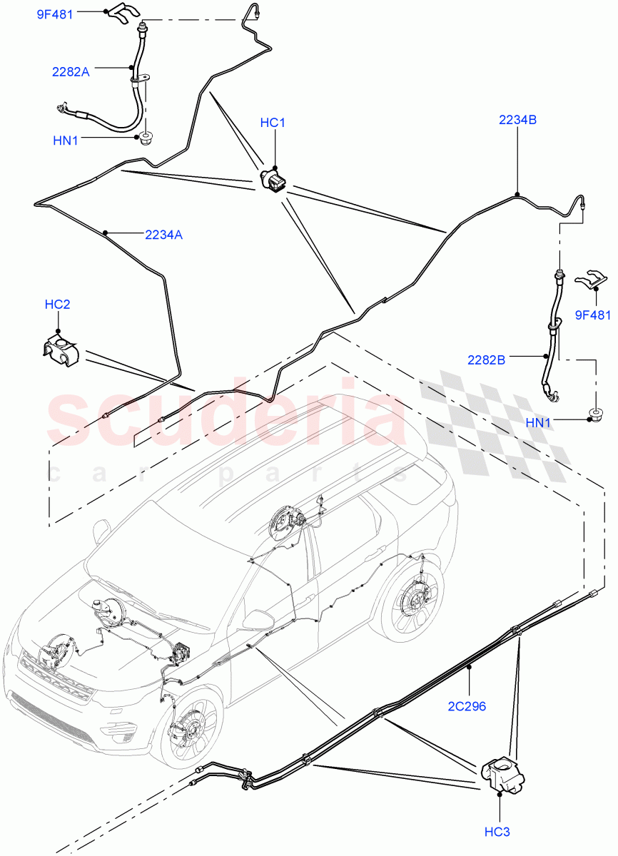 Rear Brake Pipes(Itatiaia (Brazil))((V)FROMGT000001) of Land Rover Land Rover Discovery Sport (2015+) [1.5 I3 Turbo Petrol AJ20P3]