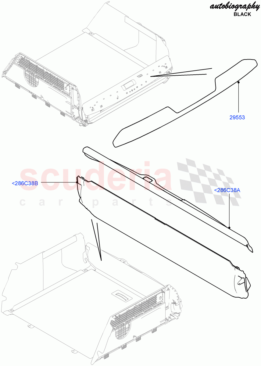 Back Door/Tailgate Trim Panels(Autobiography Black / SV Autobiography)(Bright Trunk Lid Finisher,Trunk Lid Finisher - Graphite Atlas,Trunk Lid Finisher - Atlas)((V)FROMEA000001) of Land Rover Land Rover Range Rover (2012-2021) [2.0 Turbo Petrol AJ200P]