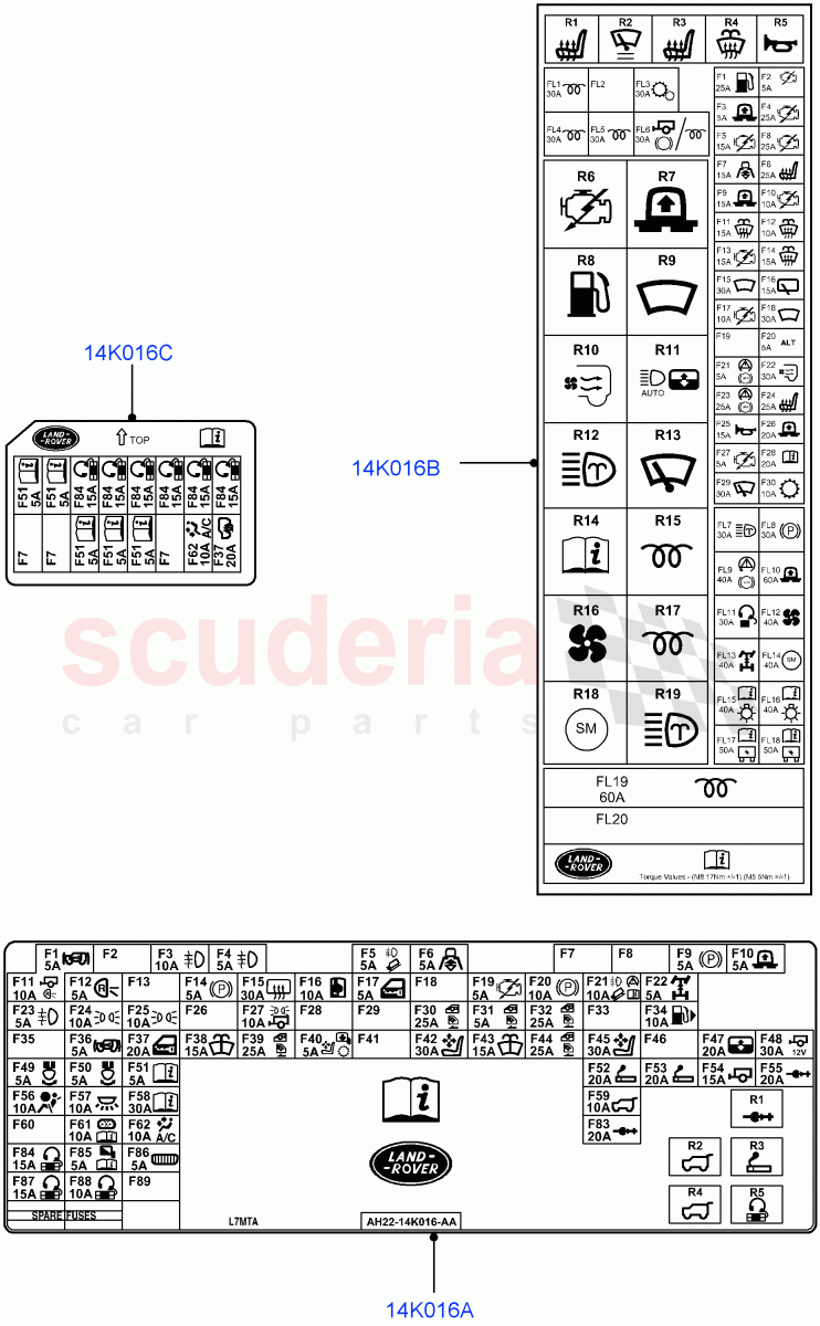 Labels (Fuse Box) ((V) FROMAA000001) of Land Rover Land Rover Discovery 4 (2010-2016) [5.0 OHC SGDI NA V8 Petrol]