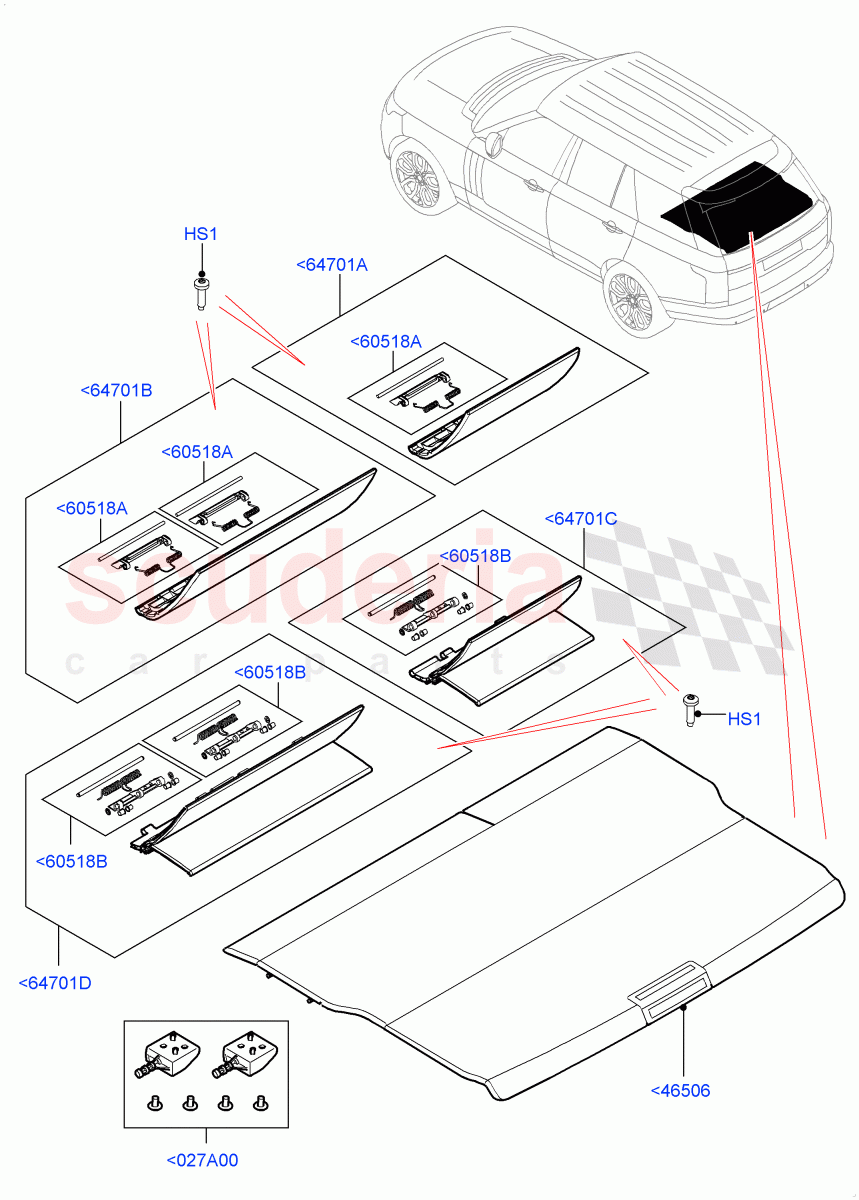 Load Compartment Trim(Gap Hider - Rear Seat, Package Tray) of Land Rover Land Rover Range Rover (2012-2021) [3.0 Diesel 24V DOHC TC]