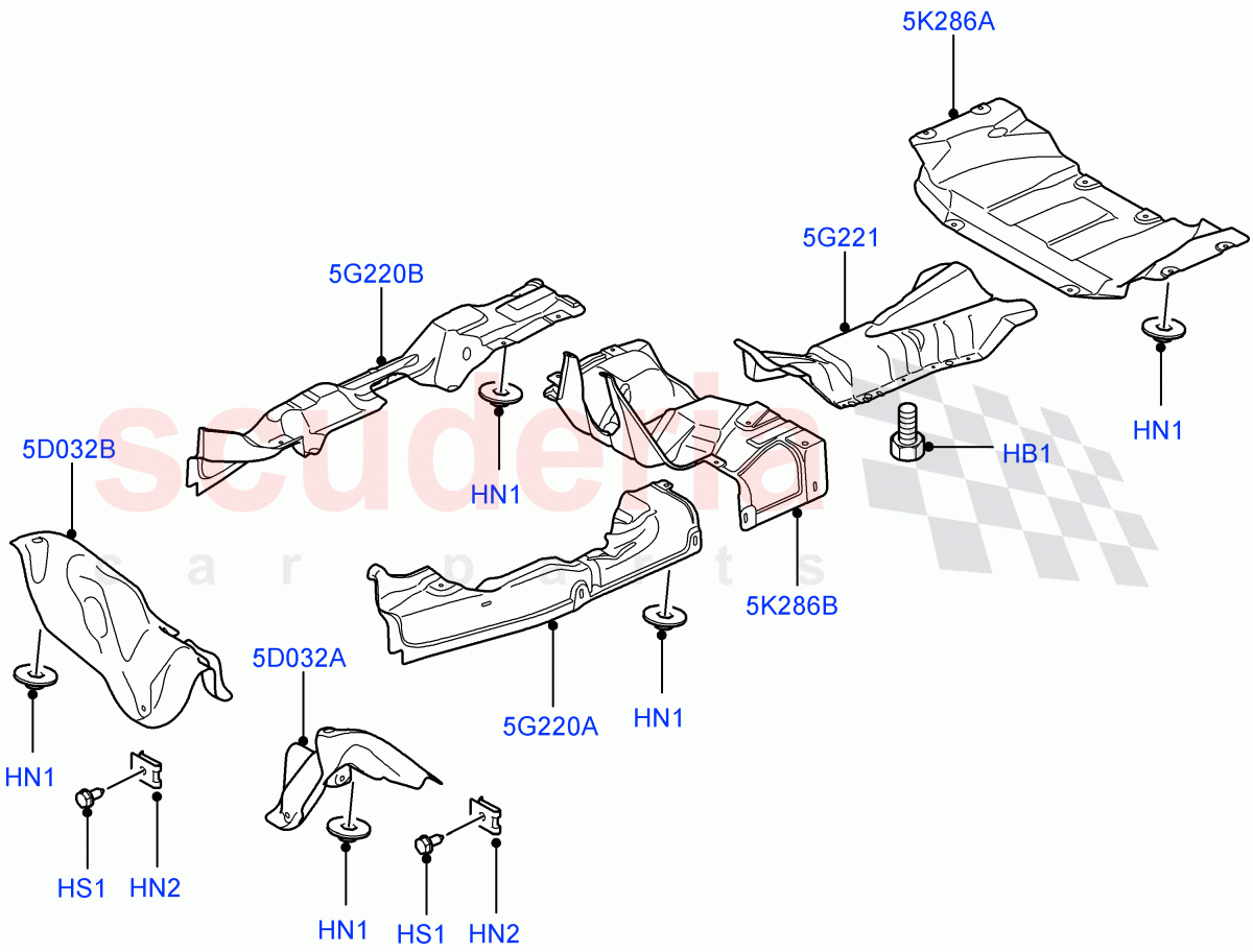 Heat Shields - Exhaust System(5.0L OHC SGDI NA V8 Petrol - AJ133)((V)FROMAA000001) of Land Rover Land Rover Range Rover (2010-2012) [5.0 OHC SGDI NA V8 Petrol]