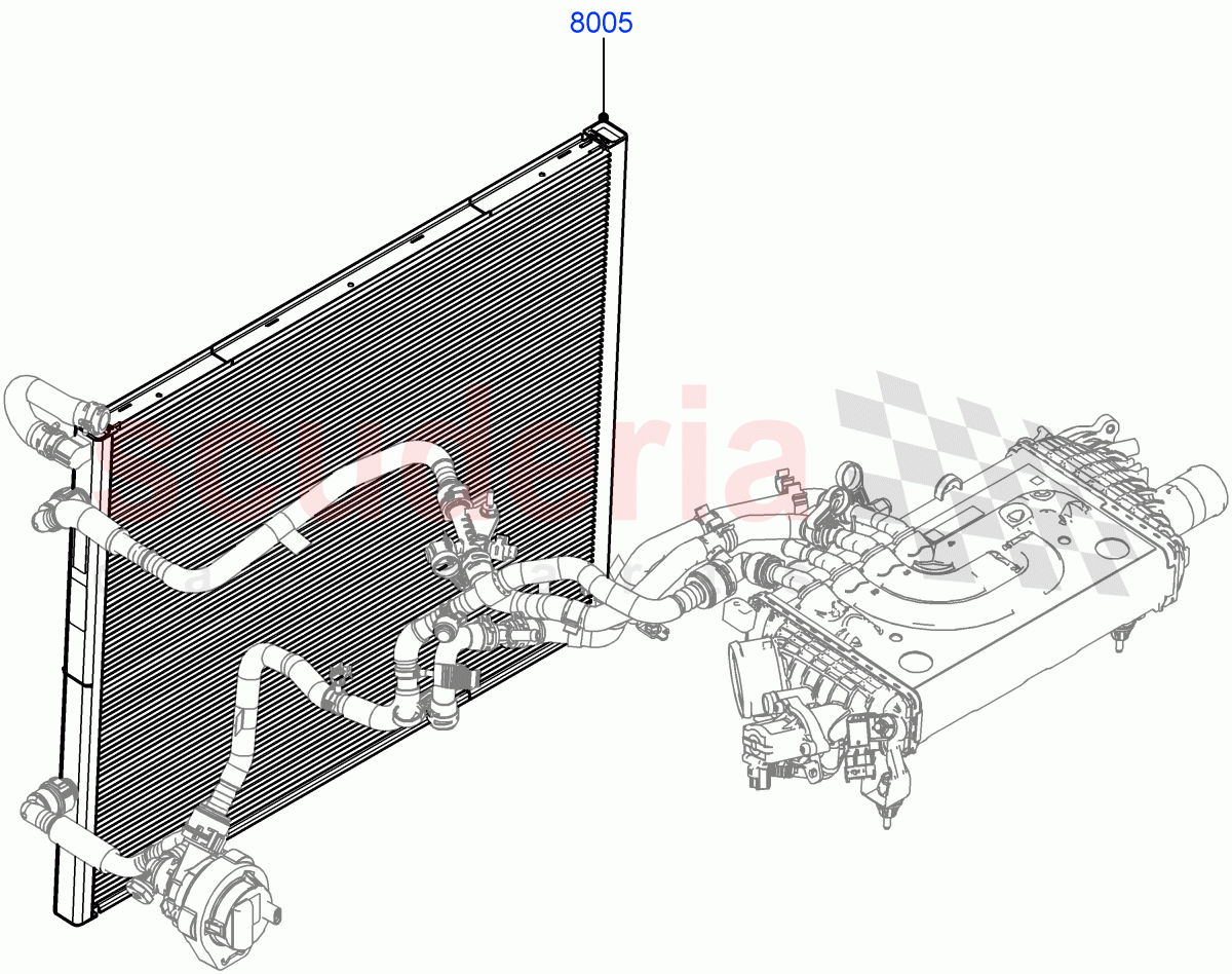 Radiator/Coolant Overflow Container (Water Charge Air Cooler) (3.0L AJ20P6 Petrol High, 3.0L AJ20P6 Petrol PHEV) of Land Rover Land Rover Range Rover (2022+) [3.0 I6 Turbo Petrol AJ20P6]