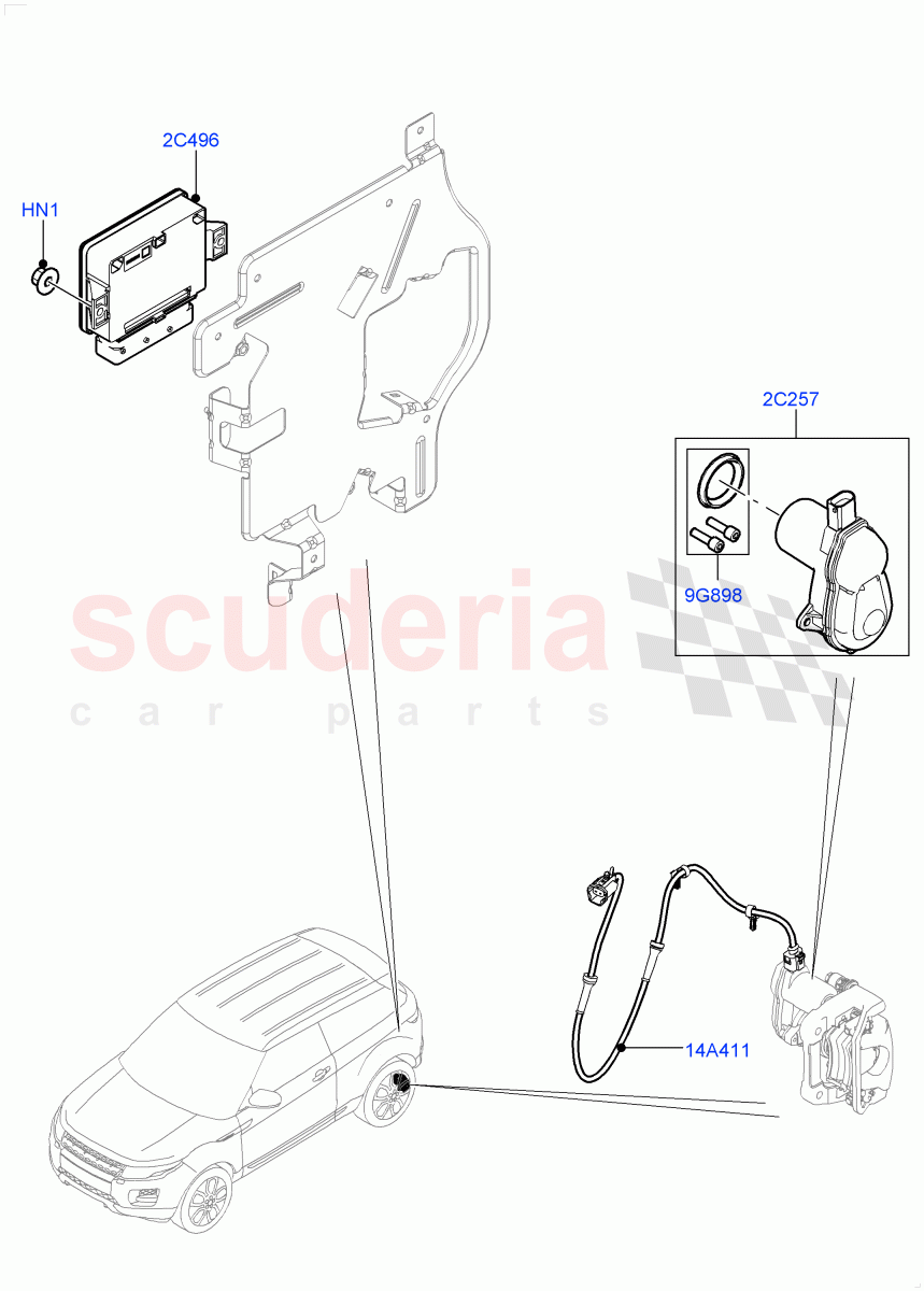 Parking Brake(Changsu (China))((V)FROMEG000001,(V)TOGG134737) of Land Rover Land Rover Range Rover Evoque (2012-2018) [2.0 Turbo Petrol AJ200P]