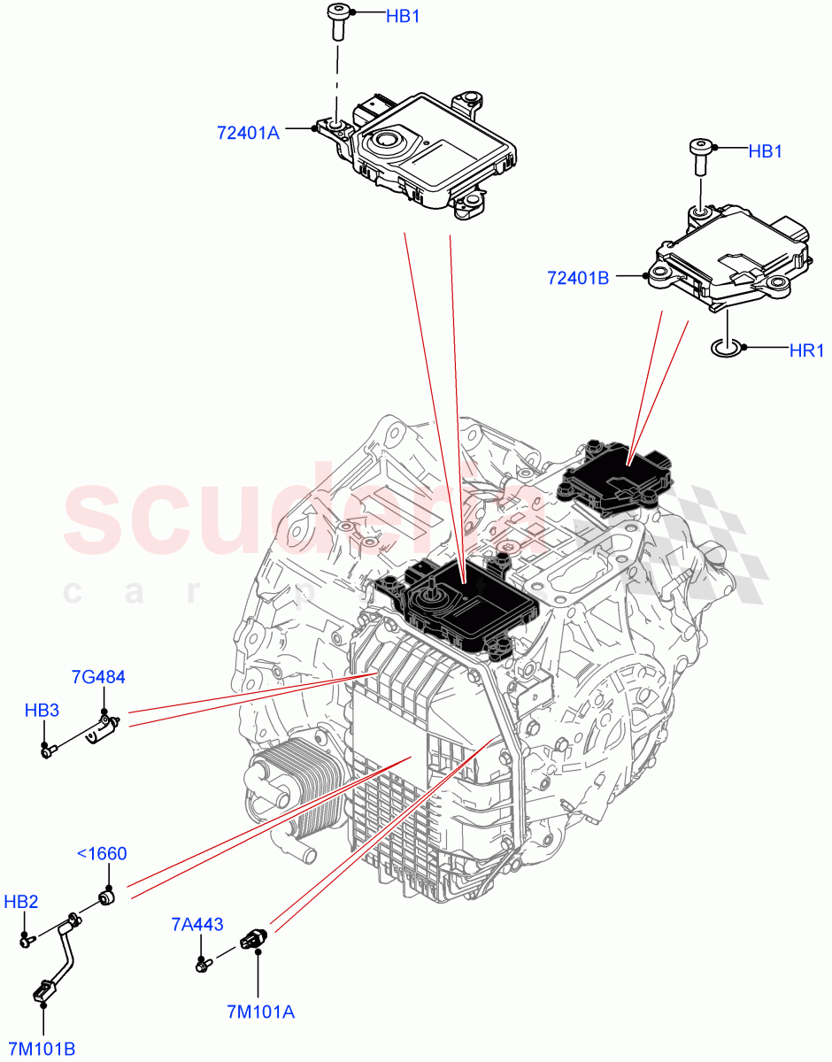 Transmission Modules And Sensors(Transmission Control Module)(1.5L AJ20P3 Petrol High,8 Speed Automatic Trans 8G30,Halewood (UK),1.5L AJ20P3 Petrol High PHEV)((V)FROMLH000001) of Land Rover Land Rover Range Rover Evoque (2019+) [1.5 I3 Turbo Petrol AJ20P3]