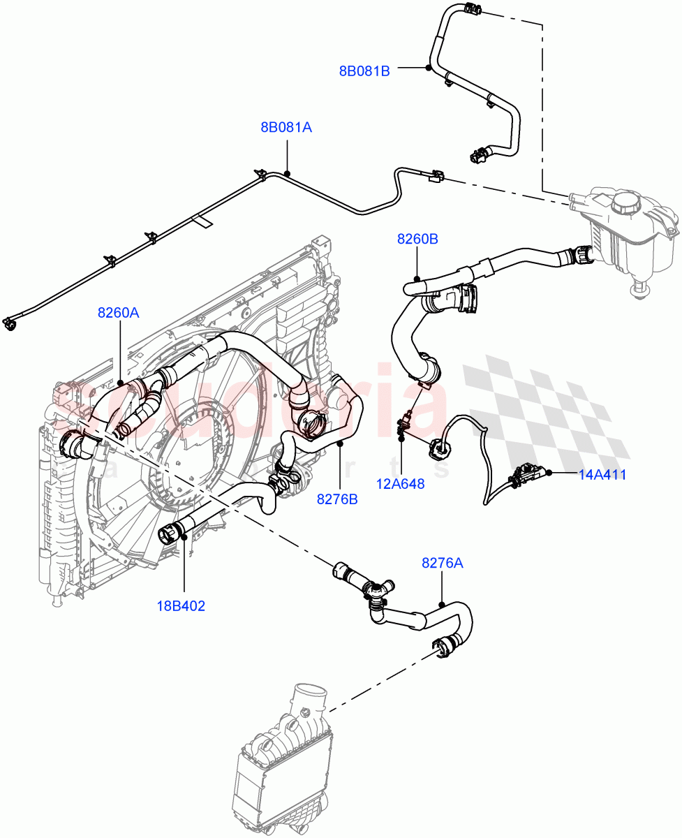 Cooling System Pipes And Hoses(2.0L AJ20D4 Diesel LF PTA,6 Speed Manual Trans BG6,Halewood (UK),2.0L AJ20D4 Diesel Mid PTA) of Land Rover Land Rover Discovery Sport (2015+) [2.0 Turbo Diesel]