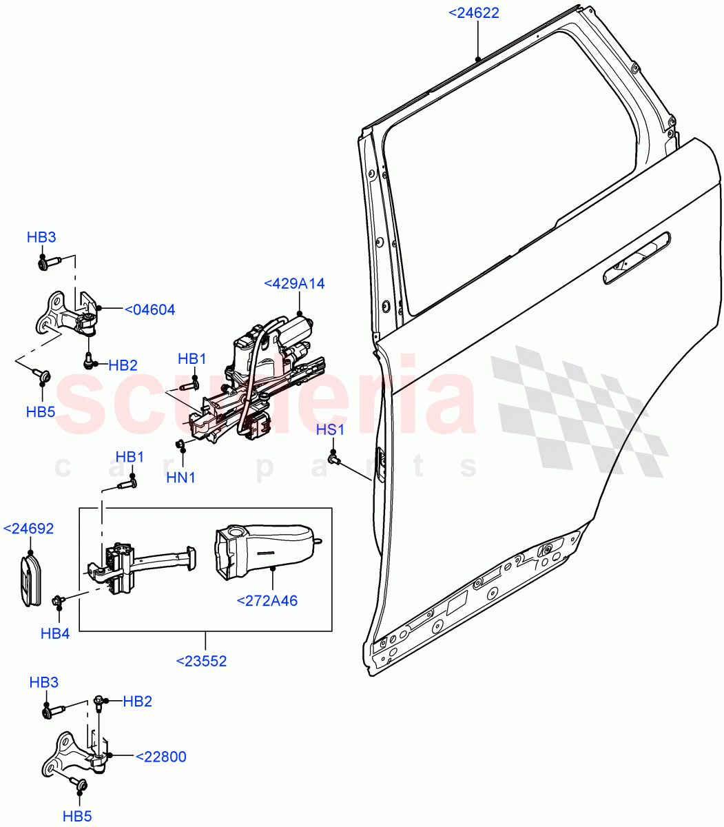 Rear Doors, Hinges & Weatherstrips (Door And Fixings) of Land Rover Land Rover Range Rover (2022+) [3.0 I6 Turbo Petrol AJ20P6]