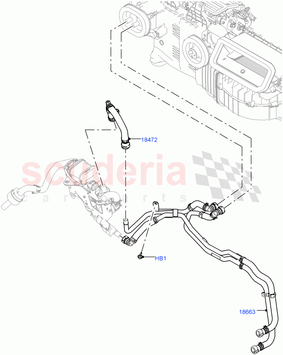 Heater Hoses (Nitra Plant Build) (2.0L I4 DSL HIGH DOHC AJ200, With Fuel Fired Heater, With Front Comfort Air Con (IHKA), With Air Conditioning - Front/Rear, With Manual Air Conditioning, 2.0L I4 DSL MID DOHC AJ200) ((V) FROMK2000001) of Land Rover Land Rover Discovery 5 (2017+) [3.0 I6 Turbo Diesel AJ20D6]