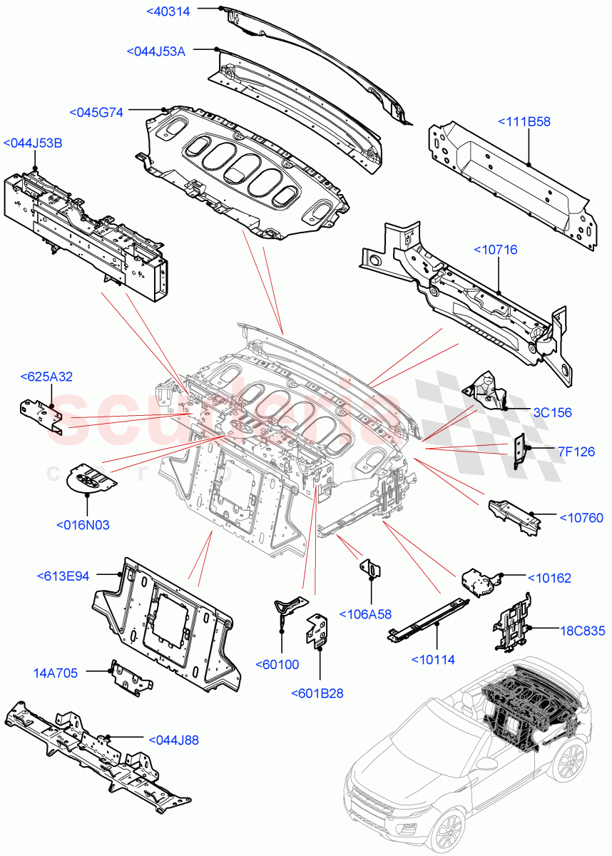 Floor Pan - Centre And Rear(2 Door Convertible,Halewood (UK))((V)FROMGH125984) of Land Rover Land Rover Range Rover Evoque (2012-2018) [2.0 Turbo Diesel]