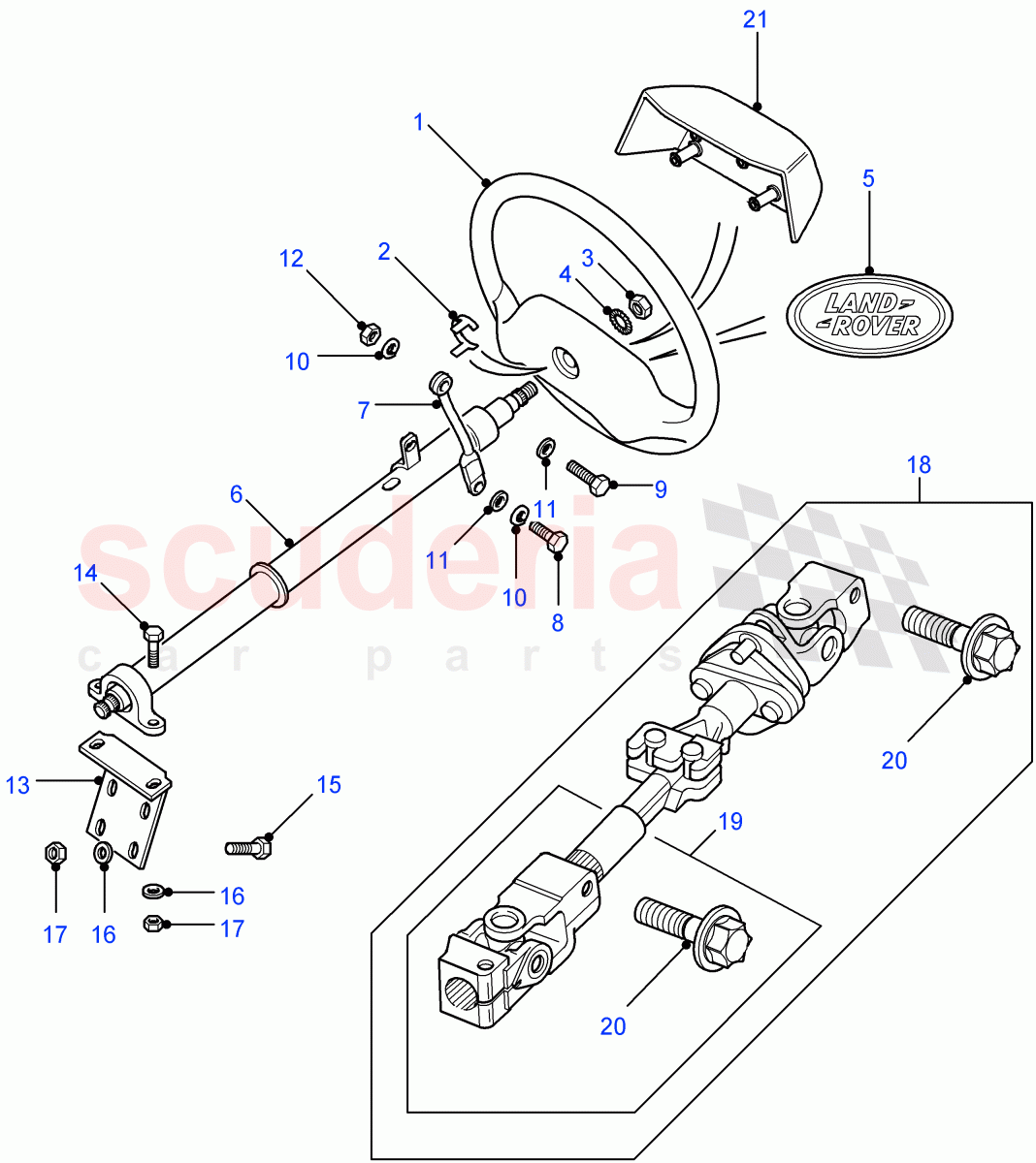 Steering Wheel & Column ((V) FROM7A000001) of Land Rover Land Rover Defender (2007-2016)