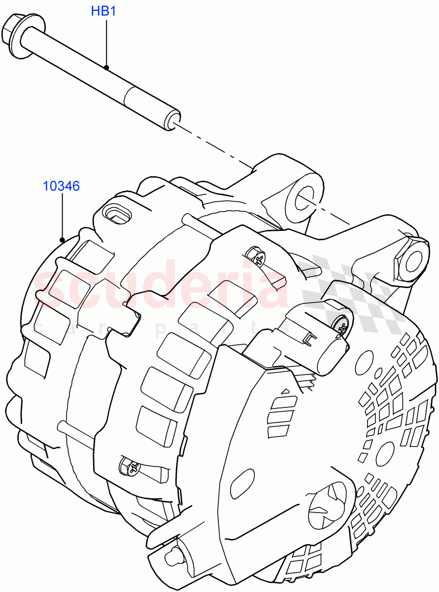 Alternator And Mountings(2.0L I4 DSL MID DOHC AJ200,Itatiaia (Brazil),2.0L I4 Mid DOHC AJ200 Petrol,2.0L AJ20D4 Diesel Mid PTA,2.0L I4 DSL HIGH DOHC AJ200,2.0L AJ20P4 Petrol E100 PTA)((V)FROMGT000001) of Land Rover Land Rover Discovery Sport (2015+) [2.0 Turbo Petrol GTDI]