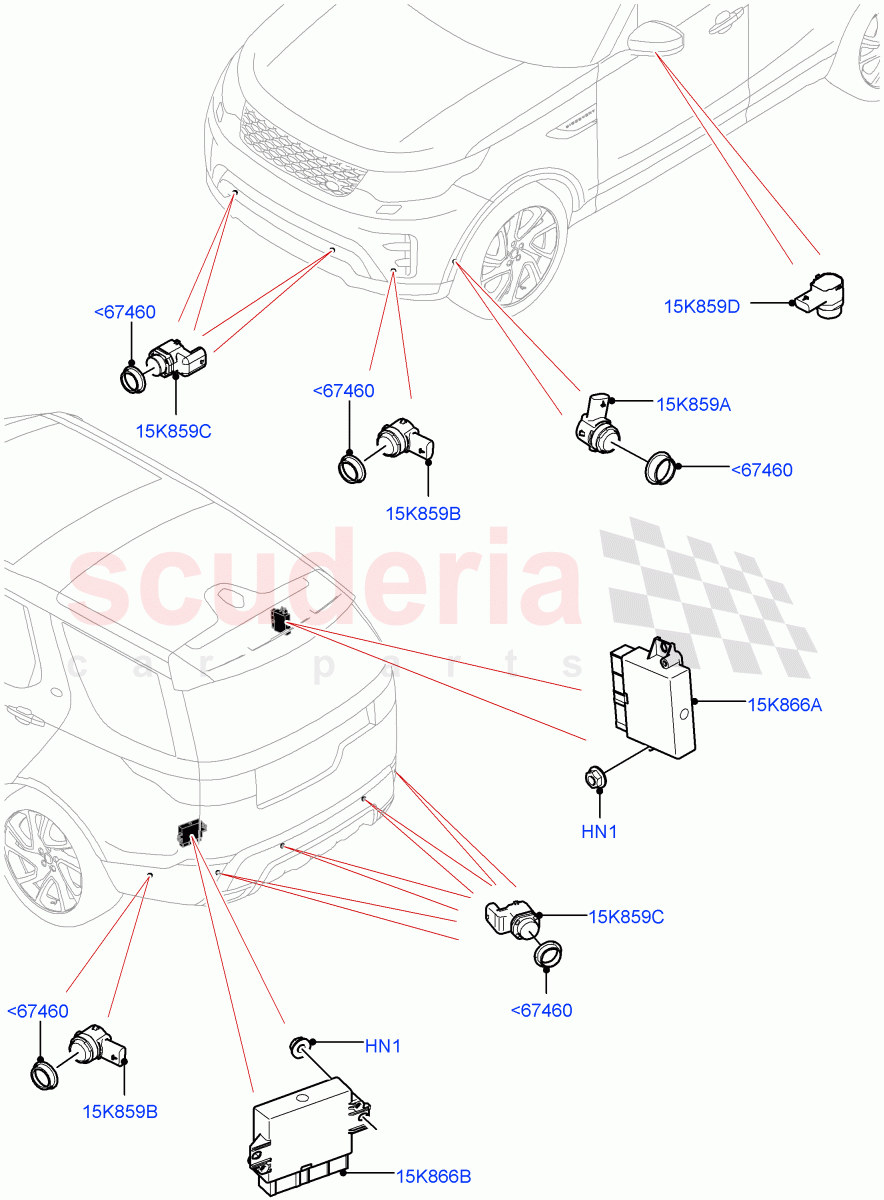 Parking Distance Control(Solihull Plant Build)((V)FROMHA000001) of Land Rover Land Rover Discovery 5 (2017+) [3.0 I6 Turbo Petrol AJ20P6]