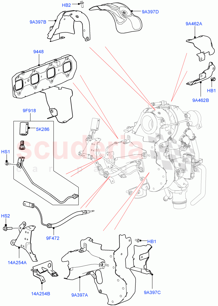 Turbocharger (Turbocharger Related Parts, Nitra Plant Build) (2.0L I4 DSL HIGH DOHC AJ200) ((V) FROMK2000001) of Land Rover Land Rover Discovery 5 (2017+) [2.0 Turbo Diesel]