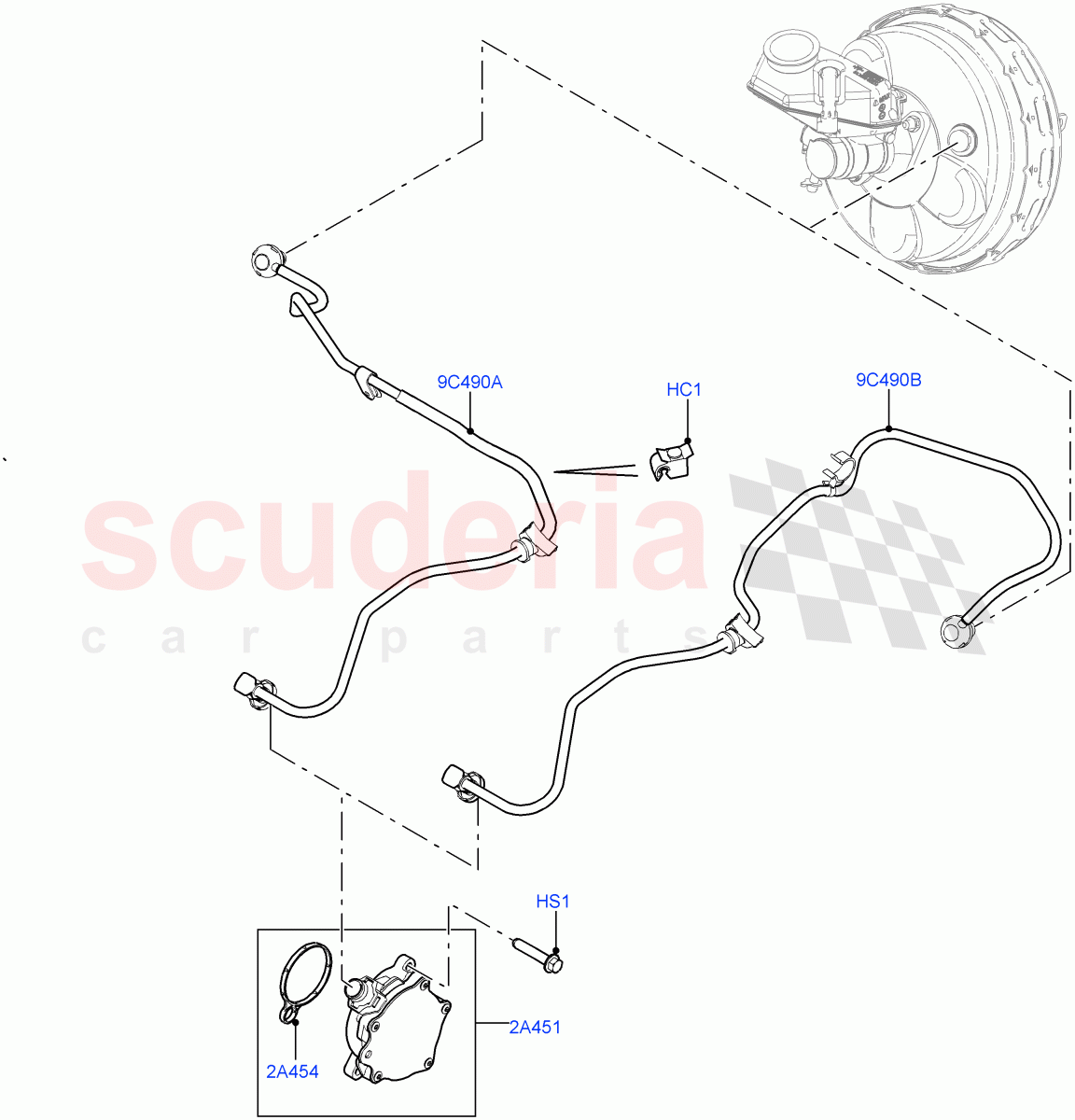 Vacuum Control And Air Injection (Vacuum Pump & Brake Booster Vacuum Control) (2.0L 16V TIVCT T/C 240PS Petrol, Halewood (UK), Standard Electric Starter Motor) ((V) TOFH999999) of Land Rover Land Rover Range Rover Evoque (2012-2018) [2.0 Turbo Petrol GTDI]