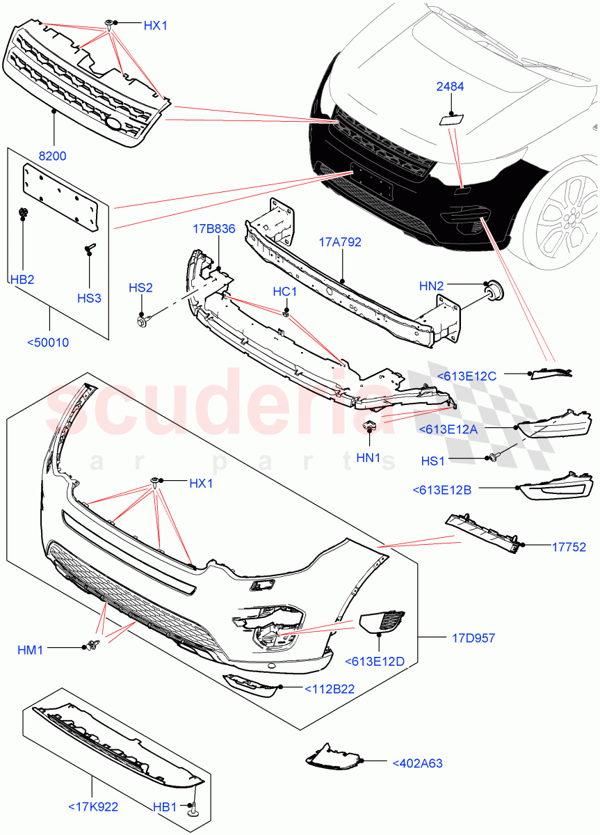 Radiator Grille And Front Bumper(Itatiaia (Brazil))((V)FROMGT000001) of Land Rover Land Rover Discovery Sport (2015+) [2.0 Turbo Diesel AJ21D4]